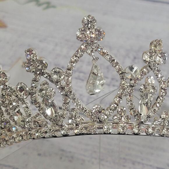 His & Hers Rhinestone Bridal Tiara with Combs - Picture 3 of 6